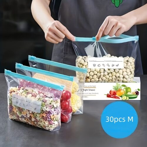 Reusable Food Storage Bags with Zipper, Leak-Proof & Airtight Kitchen Freshness Bags - Ideal for Food Preservation,Reusable Produce Bag
