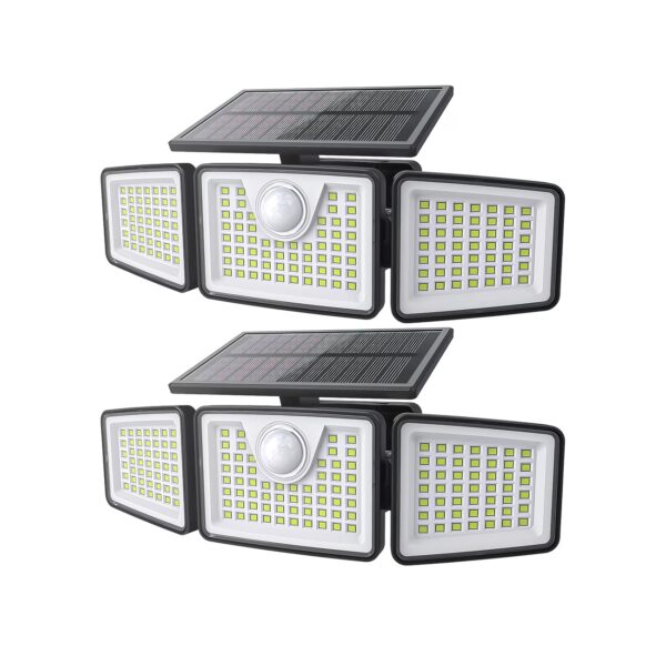 59863b06-0dc4-4f60-881e-342417d14132 3/2/1pc 2500 Lm Solar Lights For Outdoors With Motion Sensor, 3-Head 270° Wide Angle Street Area Lights, IP65 Waterproof Security Lighting With 3 Modes And Remote Control,