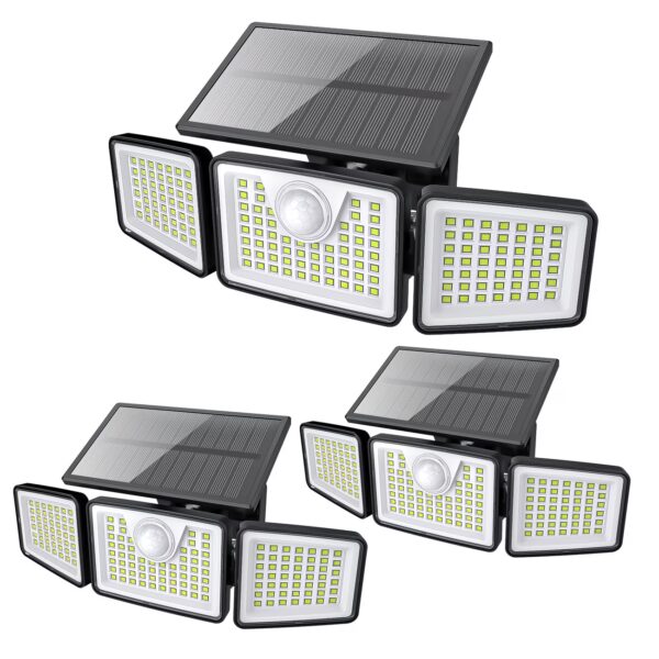 624654902430493da82f9080ba25834e-goods 3/2/1pc 2500 Lm Solar Lights For Outdoors With Motion Sensor, 3-Head 270° Wide Angle Street Area Lights, IP65 Waterproof Security Lighting With 3 Modes And Remote Control,