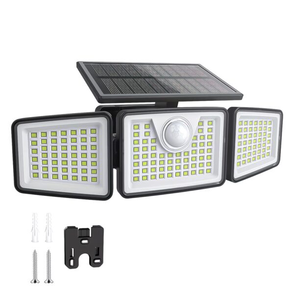 98c226f9-fa73-49ac-a273-6d7ec9b3b90e 3/2/1pc 2500 Lm Solar Lights For Outdoors With Motion Sensor, 3-Head 270° Wide Angle Street Area Lights, IP65 Waterproof Security Lighting With 3 Modes And Remote Control,