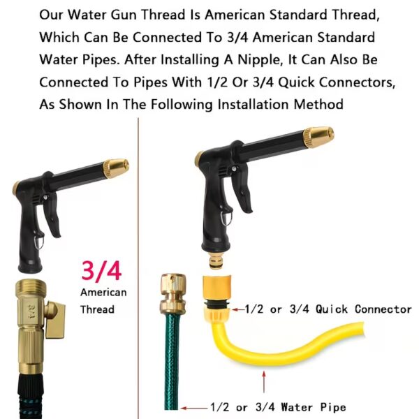 High Pressure Water Gun And Hose - Powerful Jet Spray for Car Washing, Garden Watering