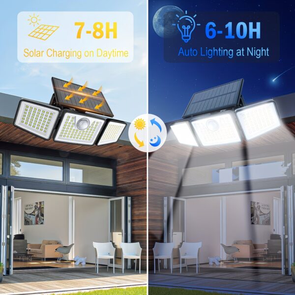 aff2d362-fb53-4bce-b923-c10c2f76bef4 3/2/1pc 2500 Lm Solar Lights For Outdoors With Motion Sensor, 3-Head 270° Wide Angle Street Area Lights, IP65 Waterproof Security Lighting With 3 Modes And Remote Control,