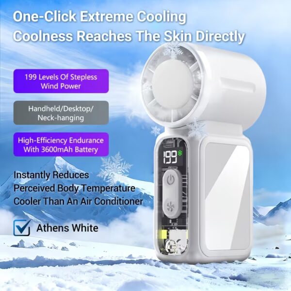 Personal Fan - Ultra-fast Cooling/Flashlight Function/Chest Fan/Handheld Fan. Suitable For Outdoor, Home And Office Use