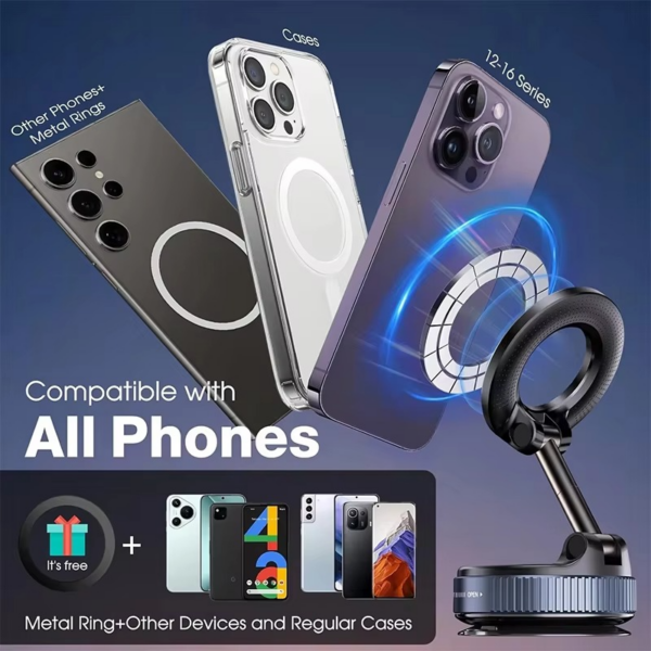 Magnetic Car Phone Holder 360 (4) Magnetic Car Phone Holder 360 Degree Rotation Vacuum Adsorption Strong Suction Holder for Mobile Phone