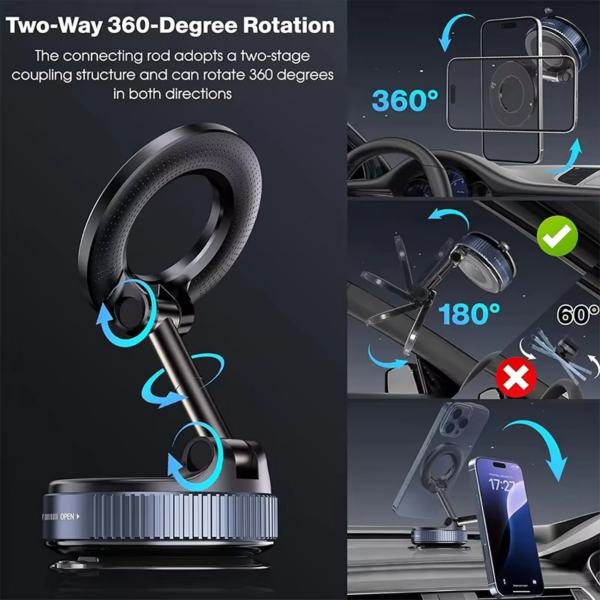 Magnetic Car Phone Holder 360 (7) Magnetic Car Phone Holder 360 Degree Rotation Vacuum Adsorption Strong Suction Holder for Mobile Phone
