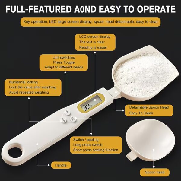 Mini Spoon Scale Digital Kitchen Scale Electronic LCD Food Scale 0.1-500g