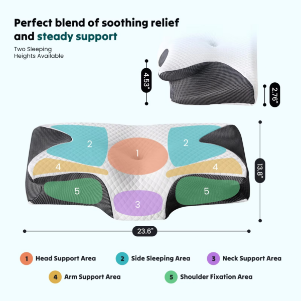 cooling pillow (1) JHK Ergonomic 23.6" Largex13.8" Wide Cervical Neck Pillow Memory Foam Pillow