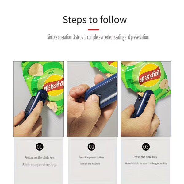 mini sealer (2) 2PCS Mini Bag Sealer Set: USB Rechargeable Handheld Heat Sealer for Chips & Snacks.