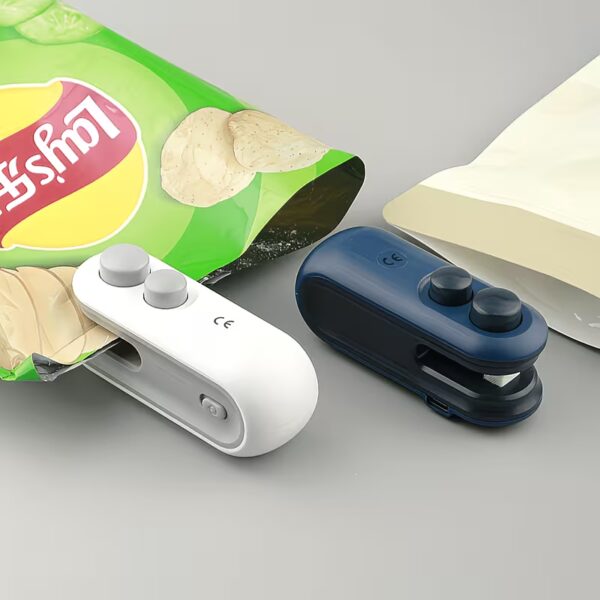 mini sealer (6) 2PCS Mini Bag Sealer Set: USB Rechargeable Handheld Heat Sealer for Chips & Snacks.