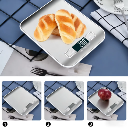 Digital Kitchen Scale (4) Digital Kitchen Scale 10/5kg-1g LED Display Stainless Steel Panel Electronic Scales for Home Food Snacks Weighing Baking Tools