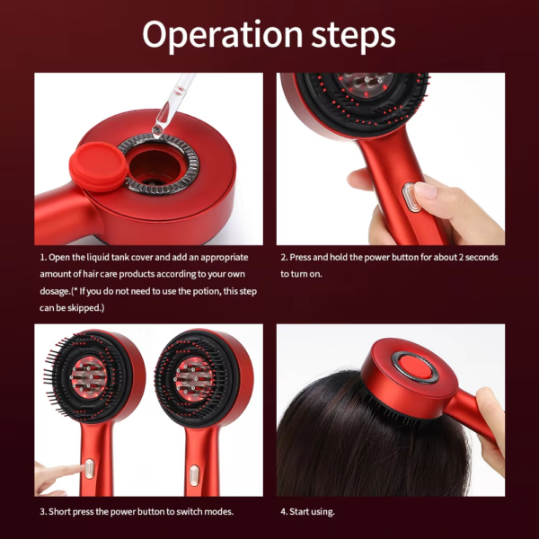 Electric Hair Scalp Massager (4) Electric Scalp Massage Comb for Growth Scalp Oil Applicator Hair Care 660nm Red Light Head Massager Improve Hair Loss Brush