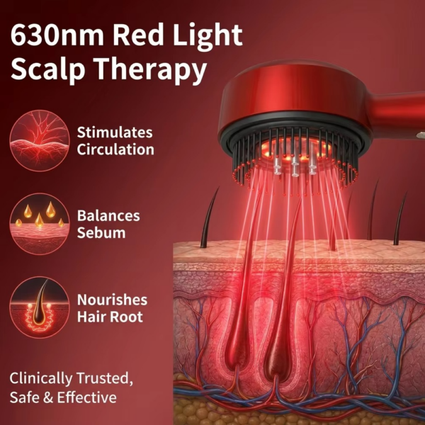 Electric Hair Scalp Massager (7) Electric Scalp Massage Comb for Growth Scalp Oil Applicator Hair Care 660nm Red Light Head Massager Improve Hair Loss Brush