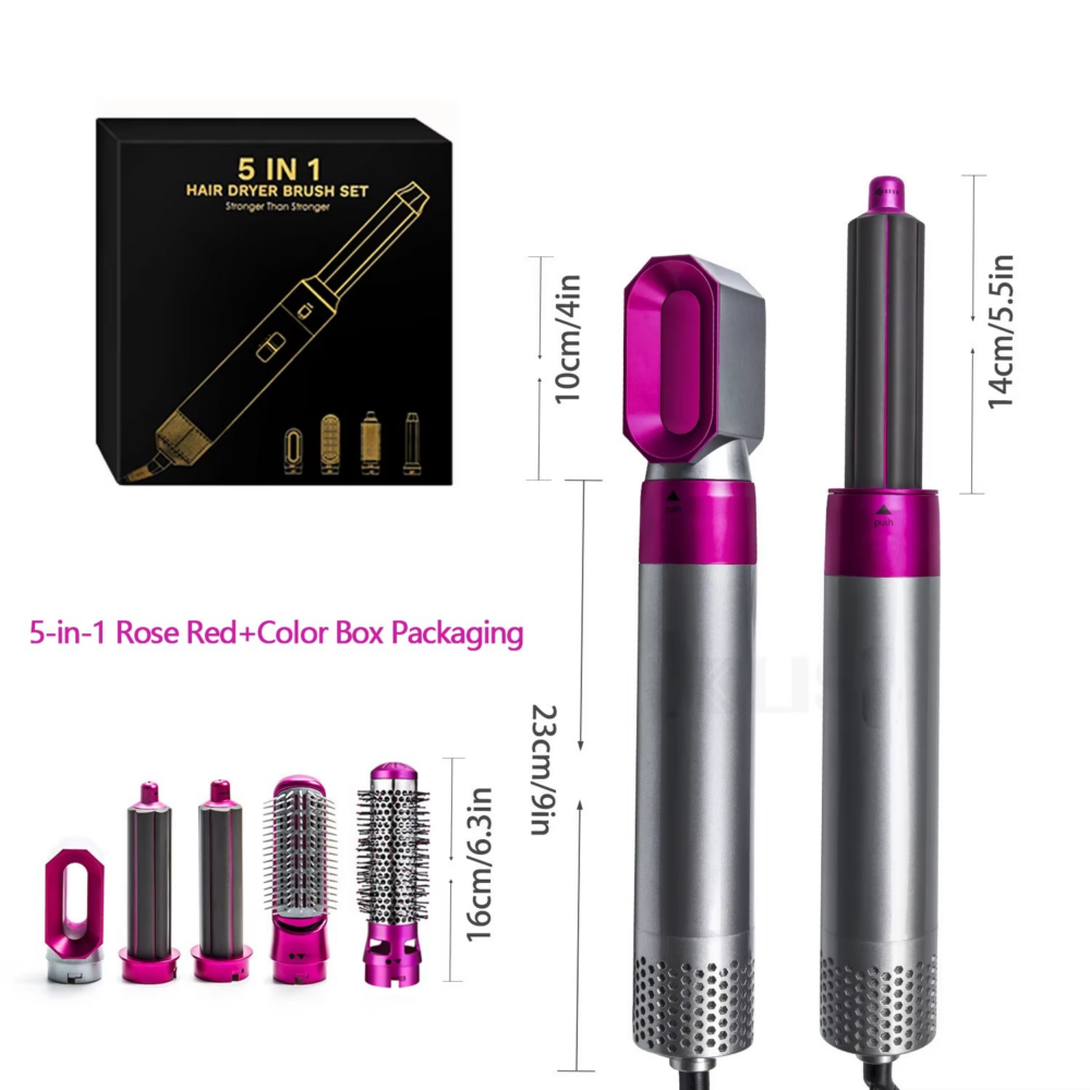 Multi-Functional 5-In-1 Straightening Iron Curling (1) 5 in 1 Hair Dryer Hot Comb Set