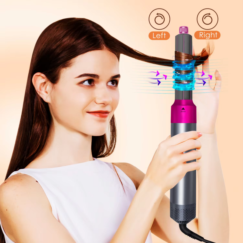 Multi-Functional 5-In-1 Straightening Iron Curling (2) 5 in 1 Hair Dryer Hot Comb Set