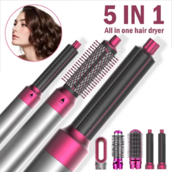 Multi-Functional 5-In-1 Straightening Iron Curling (7) 5 in 1 Hair Dryer Hot Comb Set