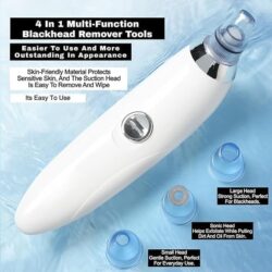 4-in-1 Electric Blackhead Remover Vacuum | Derma Suction Pore Cleaner Tool for Men & Women | Acne, Pimple & Whitehead Extractor | Facial Skin Care Device