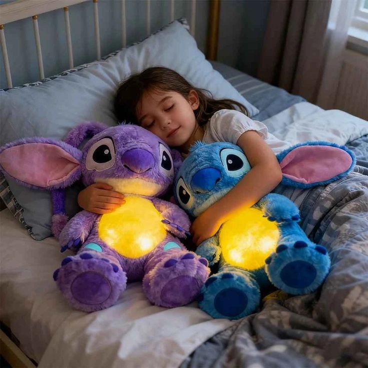 stich (4) Stitch Plush Doll Breath Child Peluche Kawaii Soothes Toy Anime Baby Music Light Sleep Toys