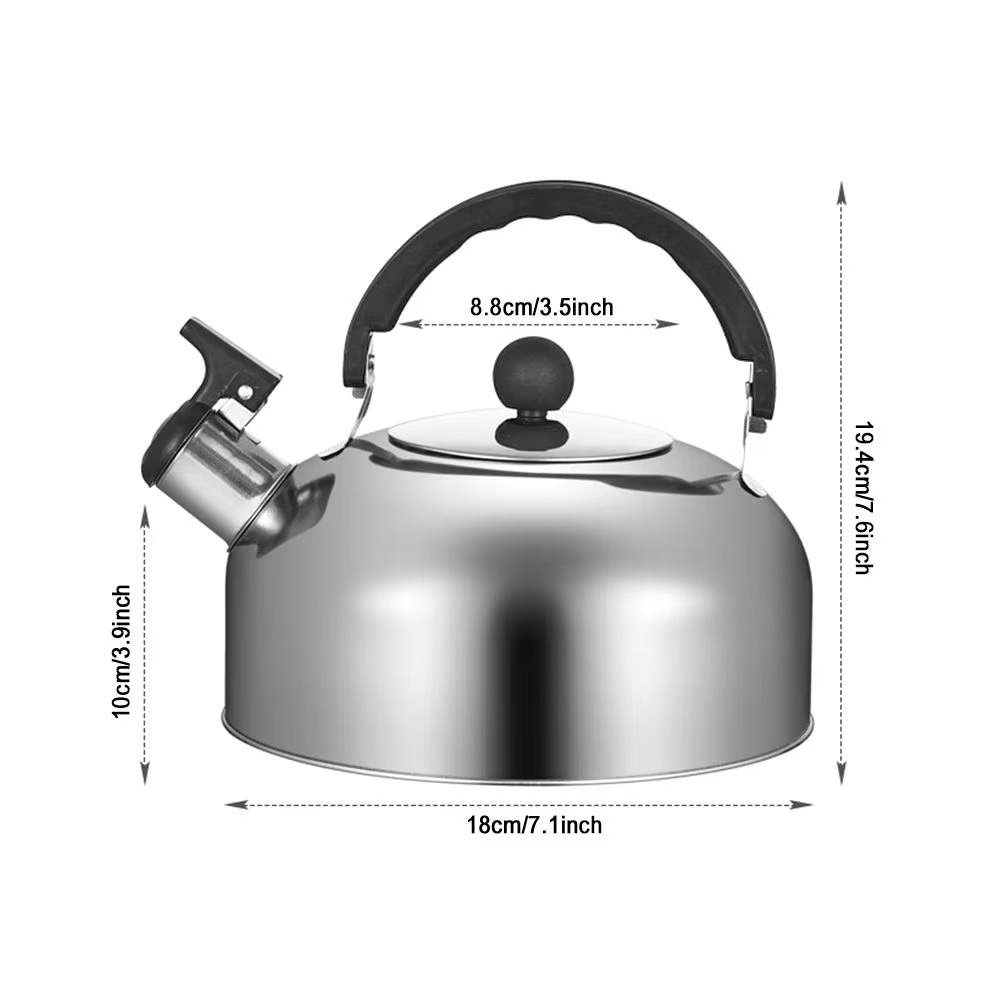 kettle (2) 2L Portable Ergonomic Handle for Hiking Cooking Teakettle Teapot for Trips Stove Gas Water Kettle Whistling Kettle