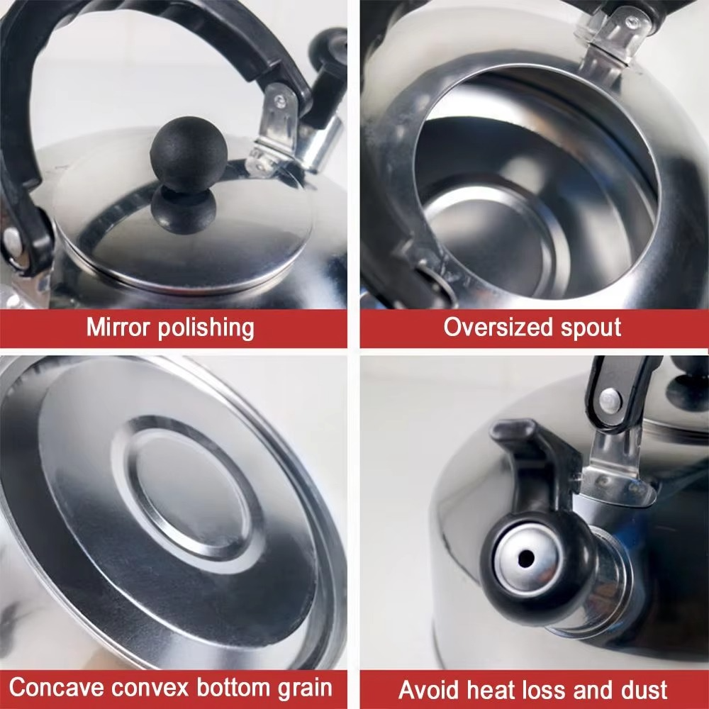 kettle (4) 2L Portable Ergonomic Handle for Hiking Cooking Teakettle Teapot for Trips Stove Gas Water Kettle Whistling Kettle