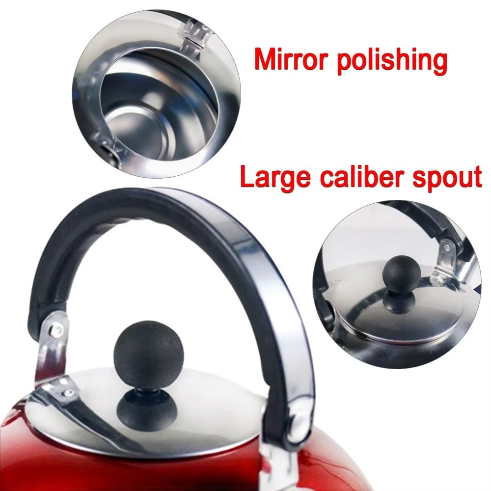 kettle (5) 2L Portable Ergonomic Handle for Hiking Cooking Teakettle Teapot for Trips Stove Gas Water Kettle Whistling Kettle
