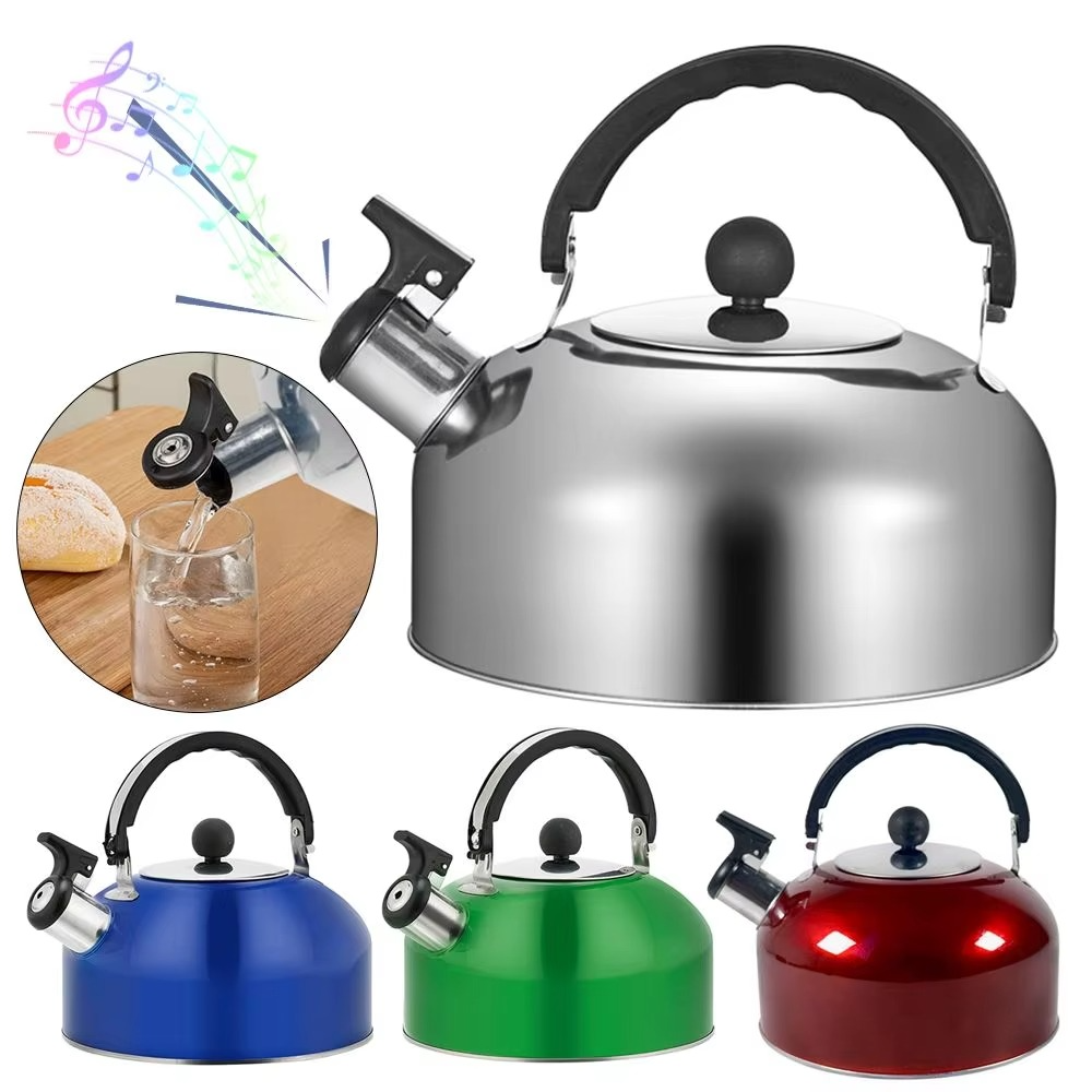 kettle (6) 2L Portable Ergonomic Handle for Hiking Cooking Teakettle Teapot for Trips Stove Gas Water Kettle Whistling Kettle